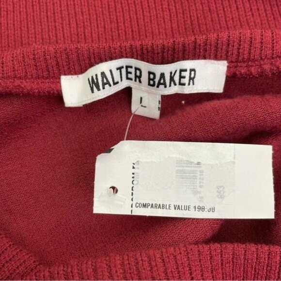 WALTER BAKER Orla Puff-Shoulder Rib-Knit Midi Dress - L - Picture 4 of 8